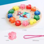 Wooden Clock Threading Learning Toy - Image 2