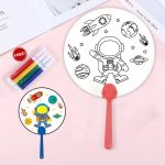 DIY Space Astronaut Coloring Paper Hand Fan Kit