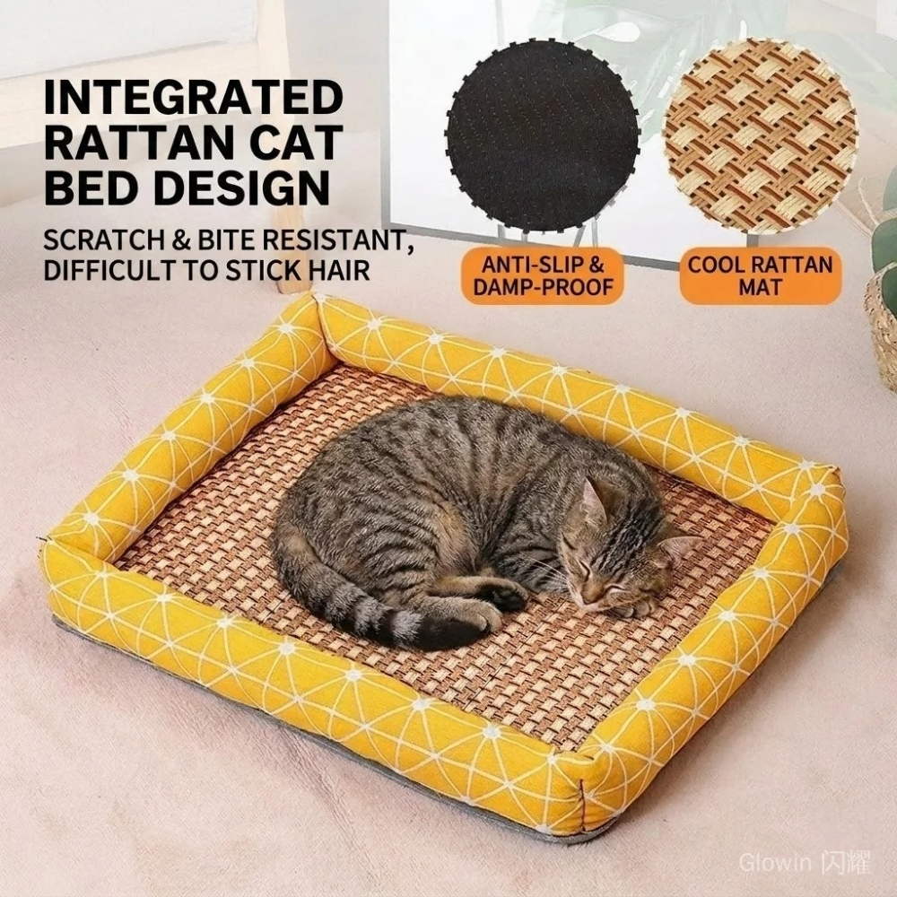 ECO (217) Cooling Rattan Summer Cat Bed with Anti-Slip Base - Image 1
